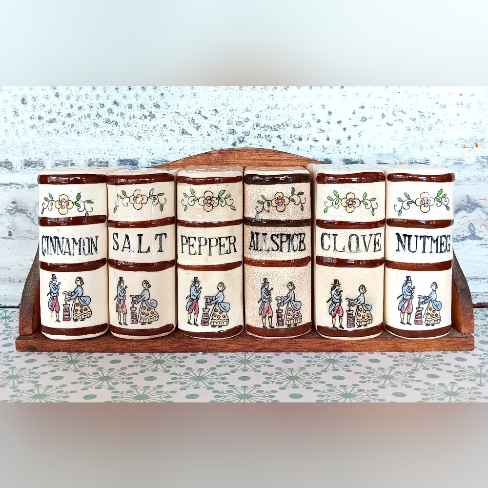 Vintage Spice Rack Book Shaped Jars